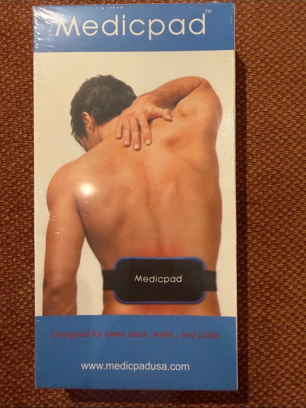 Medicpad Lower Back Support Belt in Black with Blue Trim